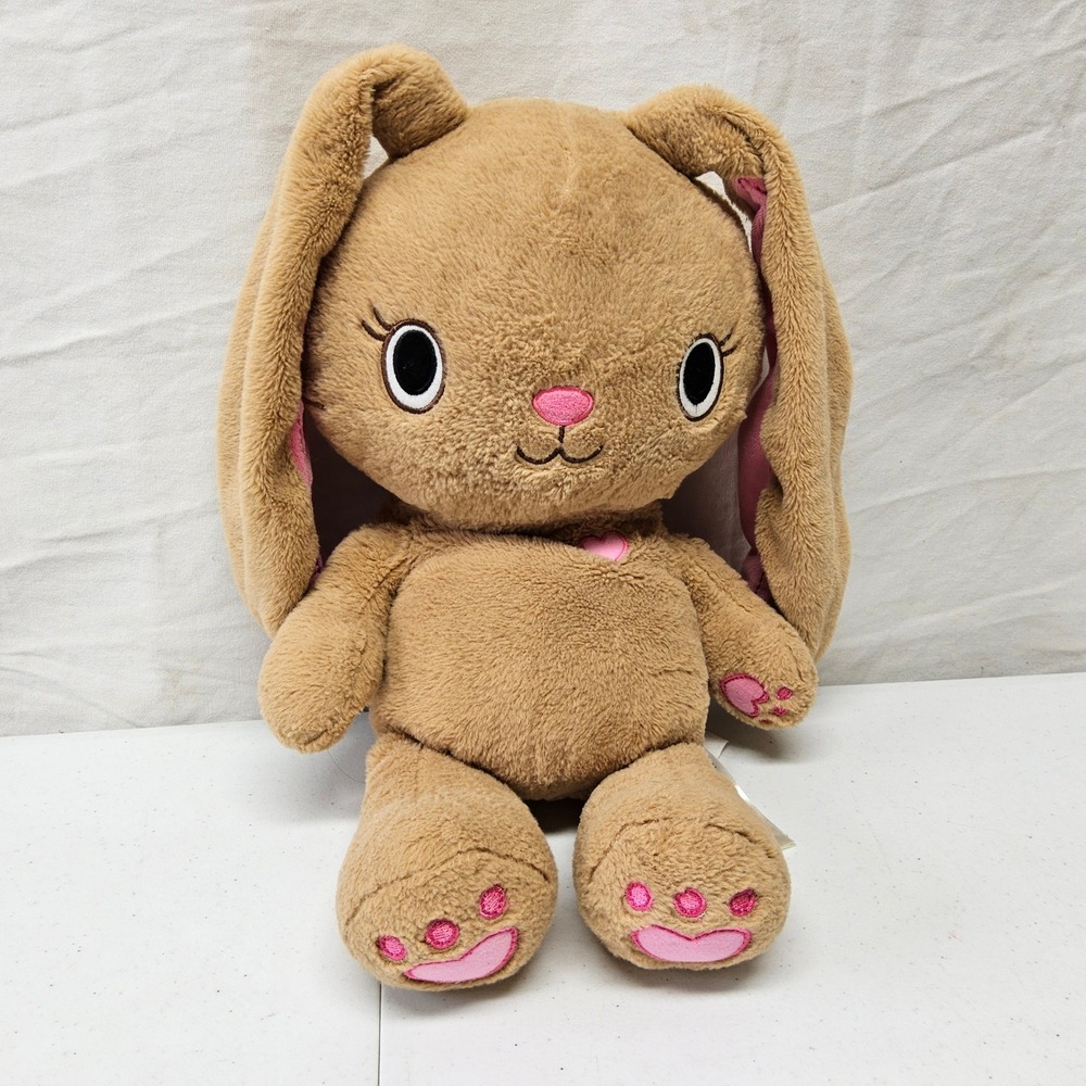 Build A Bear Kabu Pawlette 16" Bunny Plush Tan Pink 2018  Heart Embroidered Eyes